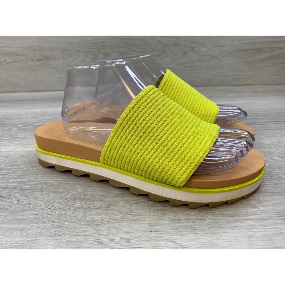 Sorel Roaming Slide Sandals Women's 10.5 Signal Yellow Tan Platform Shoes